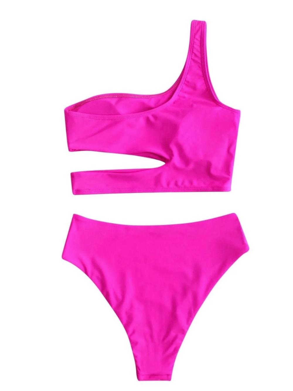 One-Shoulder Hot Pink Cutout Bikini Set in Hot Pink | XL | NWOT - Picture 2 of 3